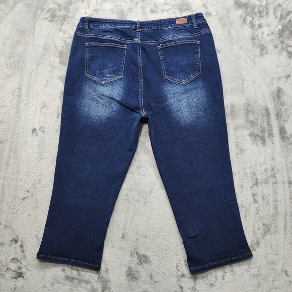 Enjoy Denim Jeans Womens 20 Blue High Rise Crop Capri Skinny Leg Stretch Denim - Picture 4 of 16